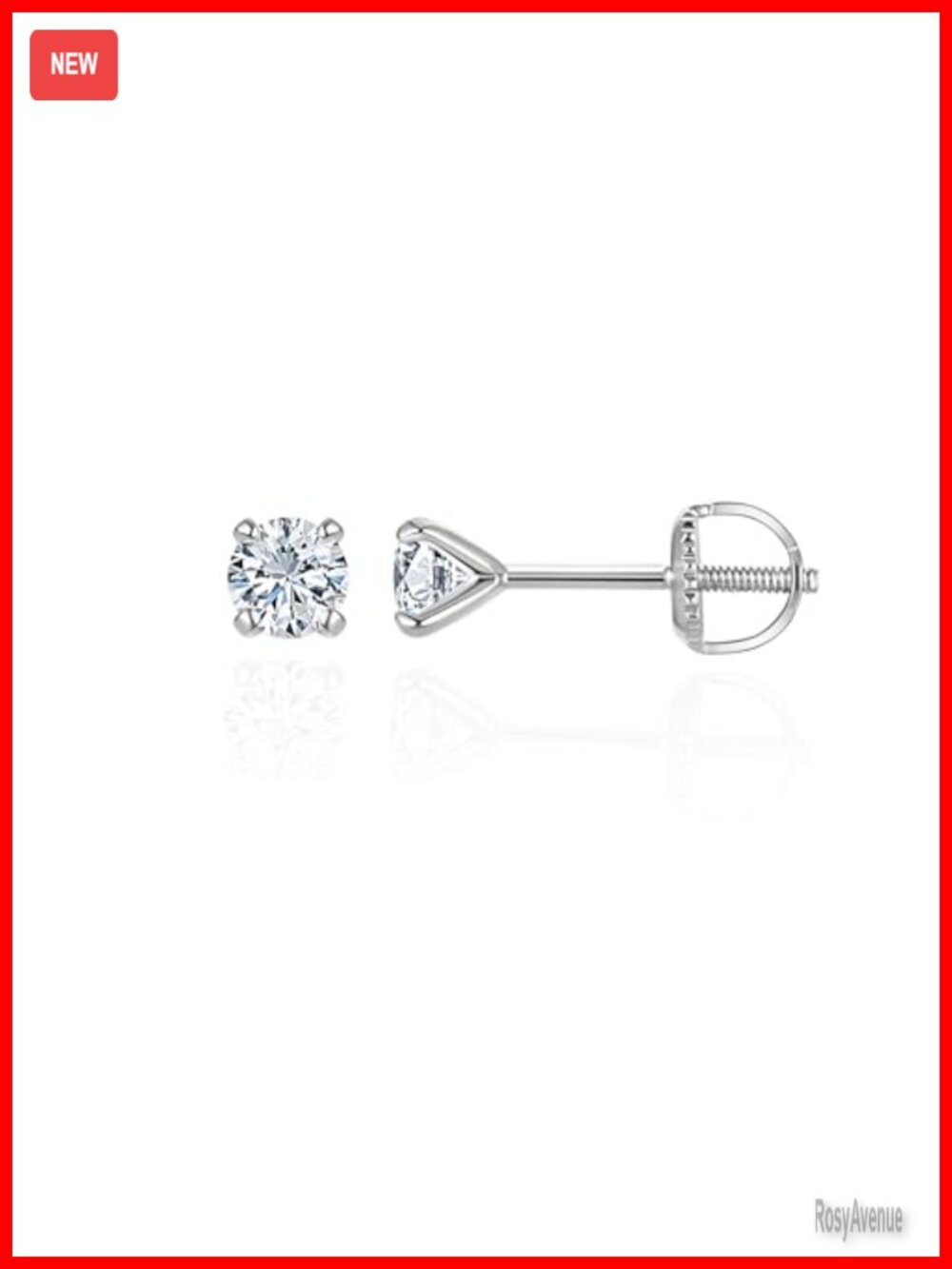 Lab Grown Diamond Stud Earrings Hypoallergenic Sterling Silver Screw Back